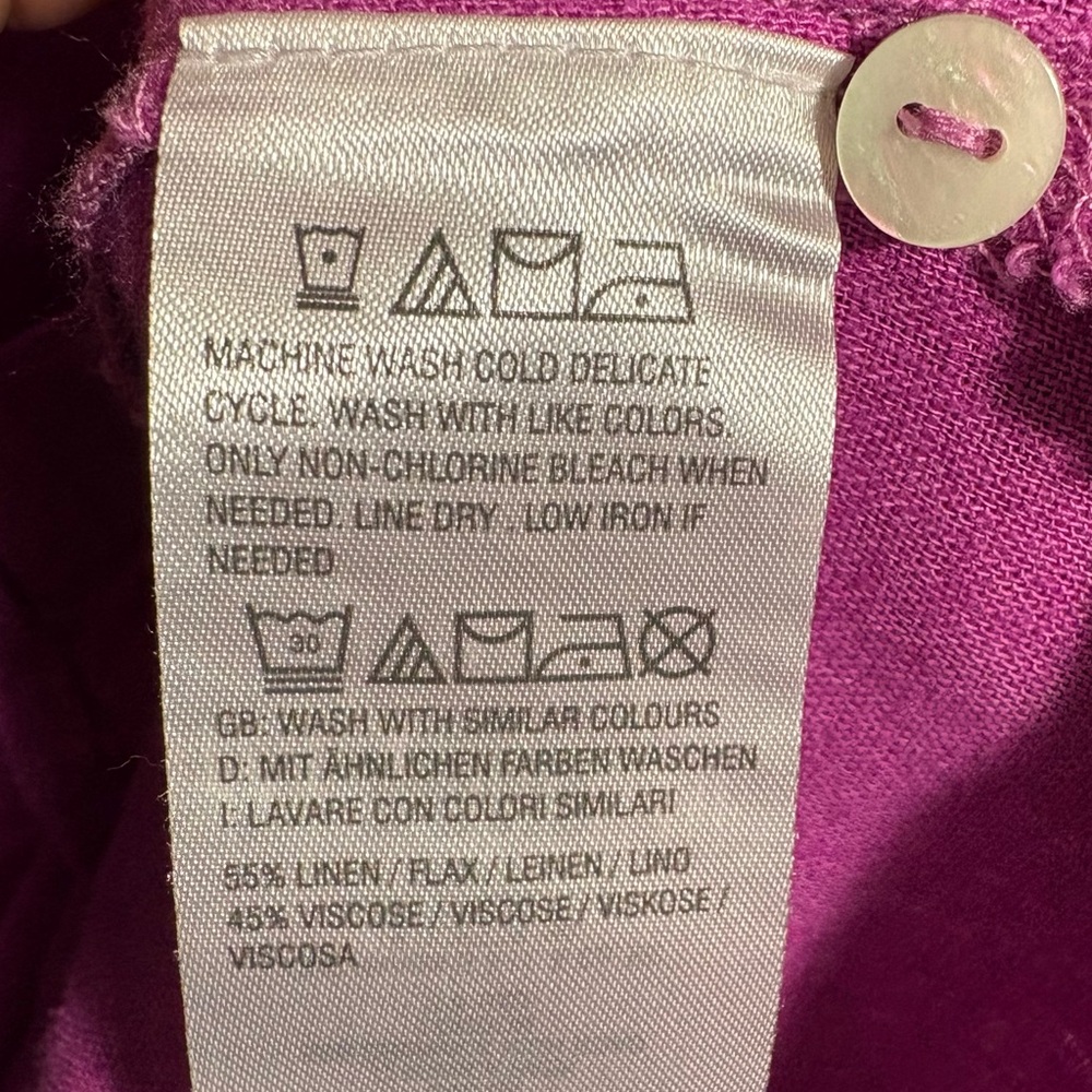 Naturals D&CO. | Wild Orchid Button Up Roll Tab Sleeves Linen Blend Top size L - Picture 12 of 15